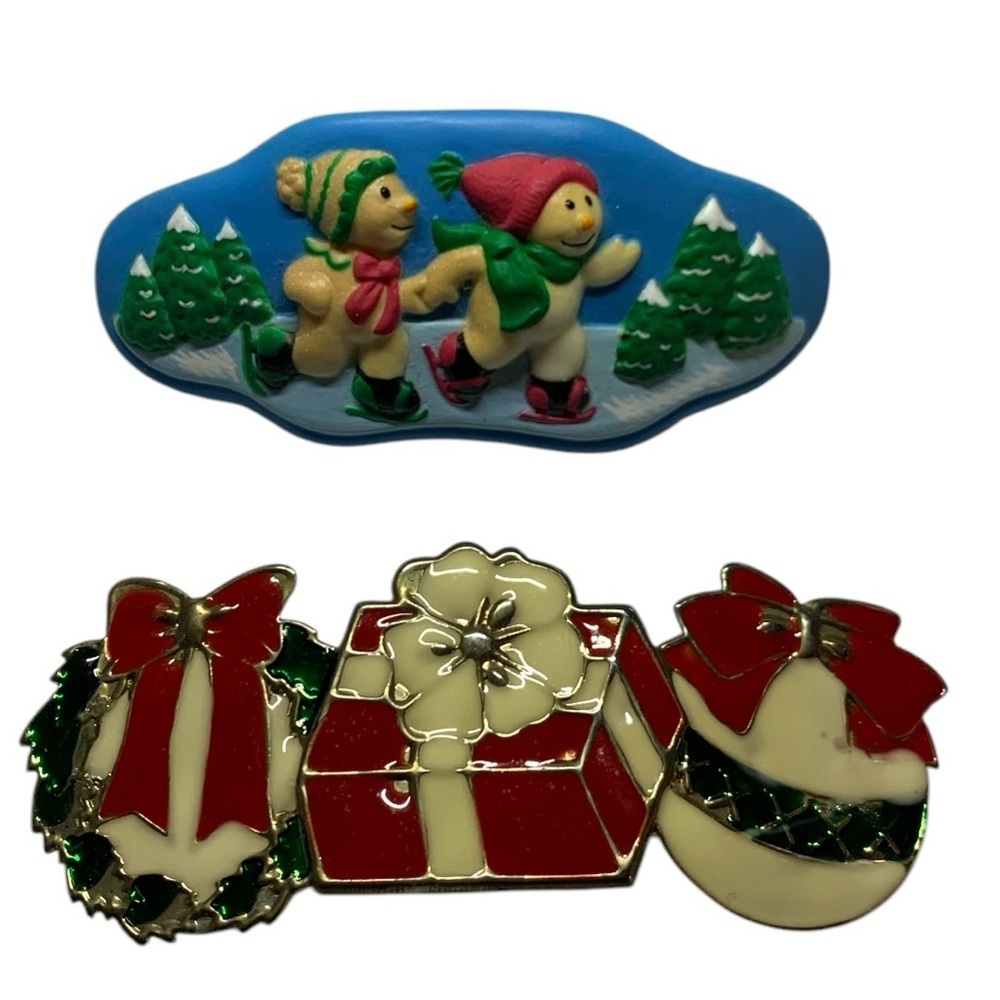 🎄🎅 Bundle! Two Rare Vintage Christmas Barrettes 🧑‍🎄🎁
